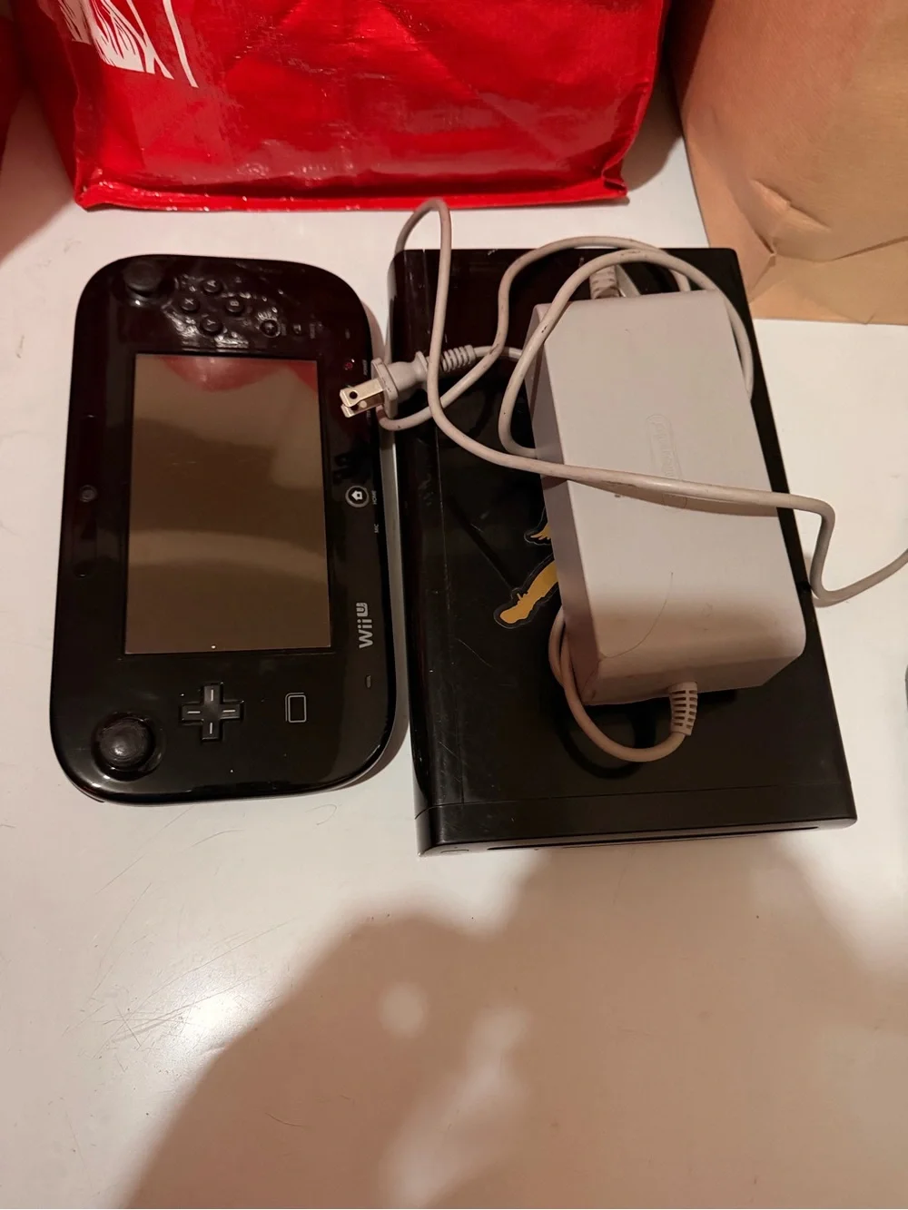 Nintendo Black Wii U Console with Black GamePad and Gold Decal